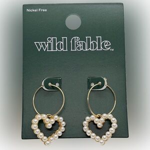 Wild Fable Gold Hoops with Pearl Heart Accents